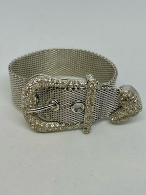 LGA, Lauren G. Adams silver tone buckle bracelet with crystal embellishment
